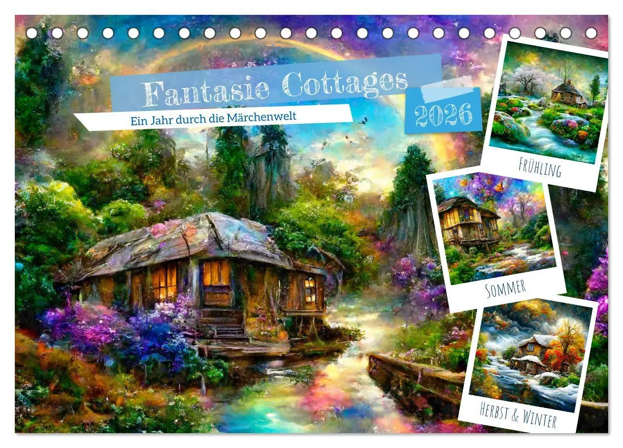 Cover: 9783457418826 | Fantasie Cottages - Ein Jahr durch die Märchenwelt (Tischkalender...