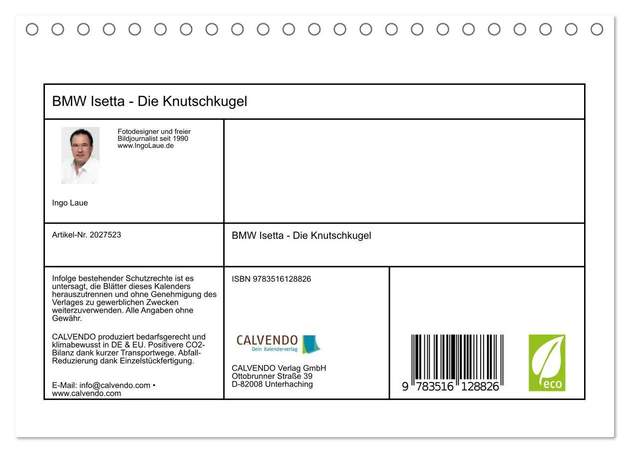 Bild: 9783516128826 | BMW Isetta - Die Knutschkugel (Tischkalender 2026 DIN A5 quer),...