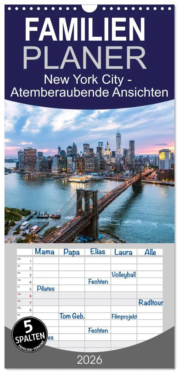 Cover: 9783516508826 | Familienplaner 2026 - New York City - Atemberaubende Ansichten mit...