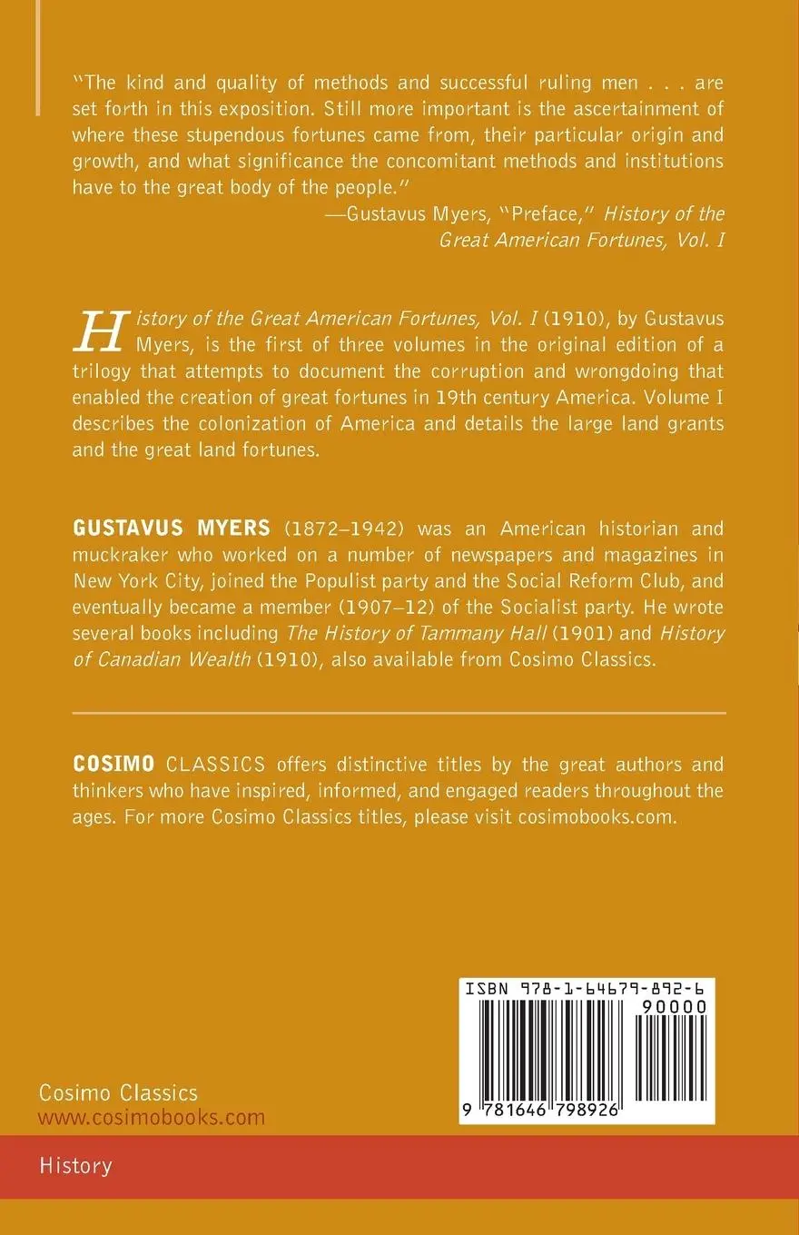 Rückseite: 9781646798926 | History of the Great American Fortunes, Volume I | Gustavus Myers
