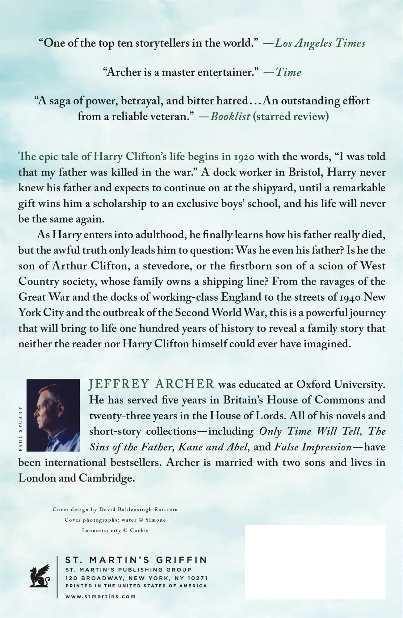 Rückseite: 9781250039026 | Only Time Will Tell | Jeffrey Archer | Taschenbuch | Englisch | 2013