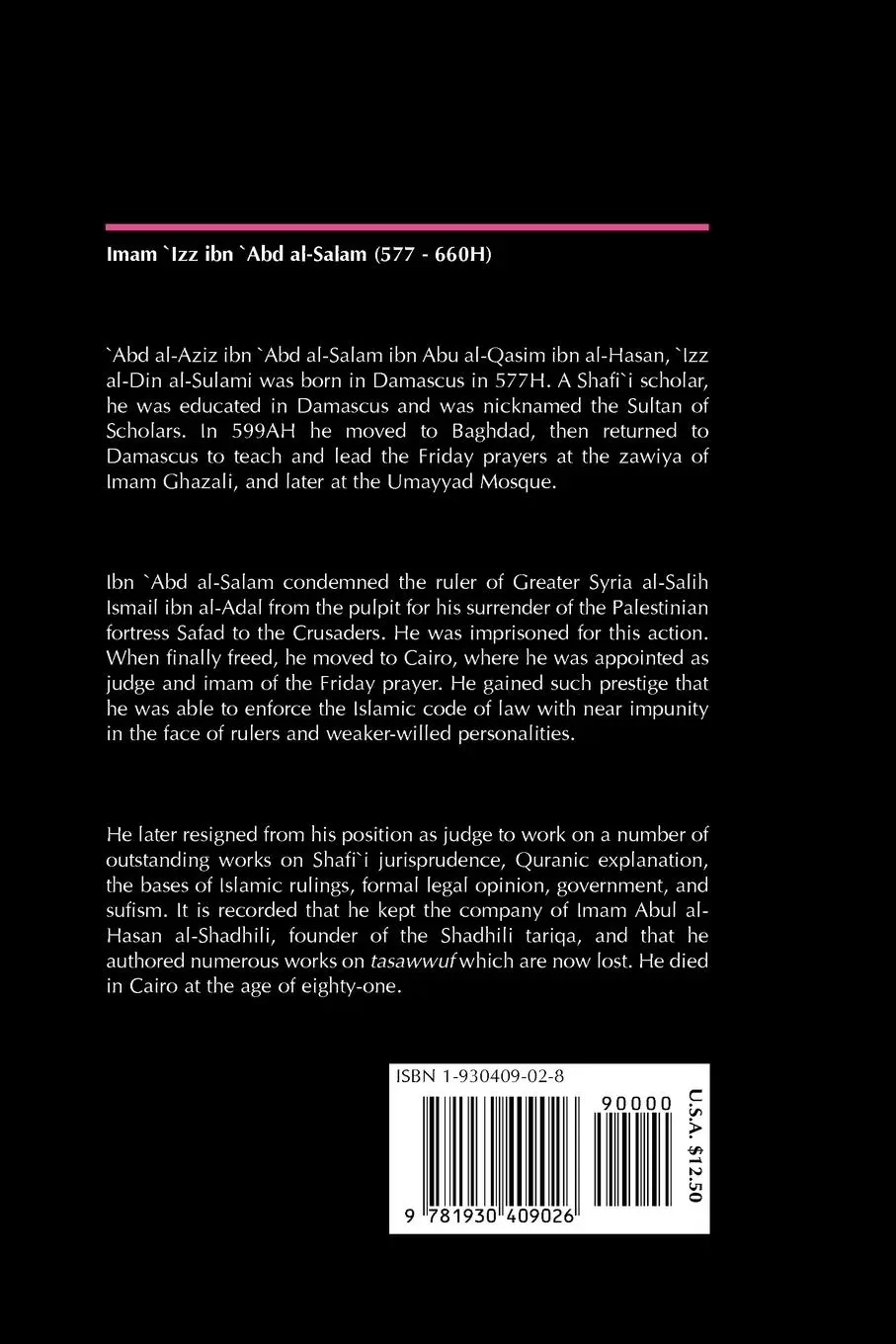 Rückseite: 9781930409026 | The Belief of the People of Truth | Ibn Abd Al-Salam | Taschenbuch