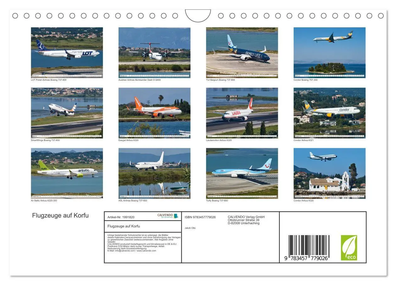 Bild: 9783457779026 | Flugzeuge auf Korfu (Wandkalender 2026 DIN A4 quer), CALVENDO...
