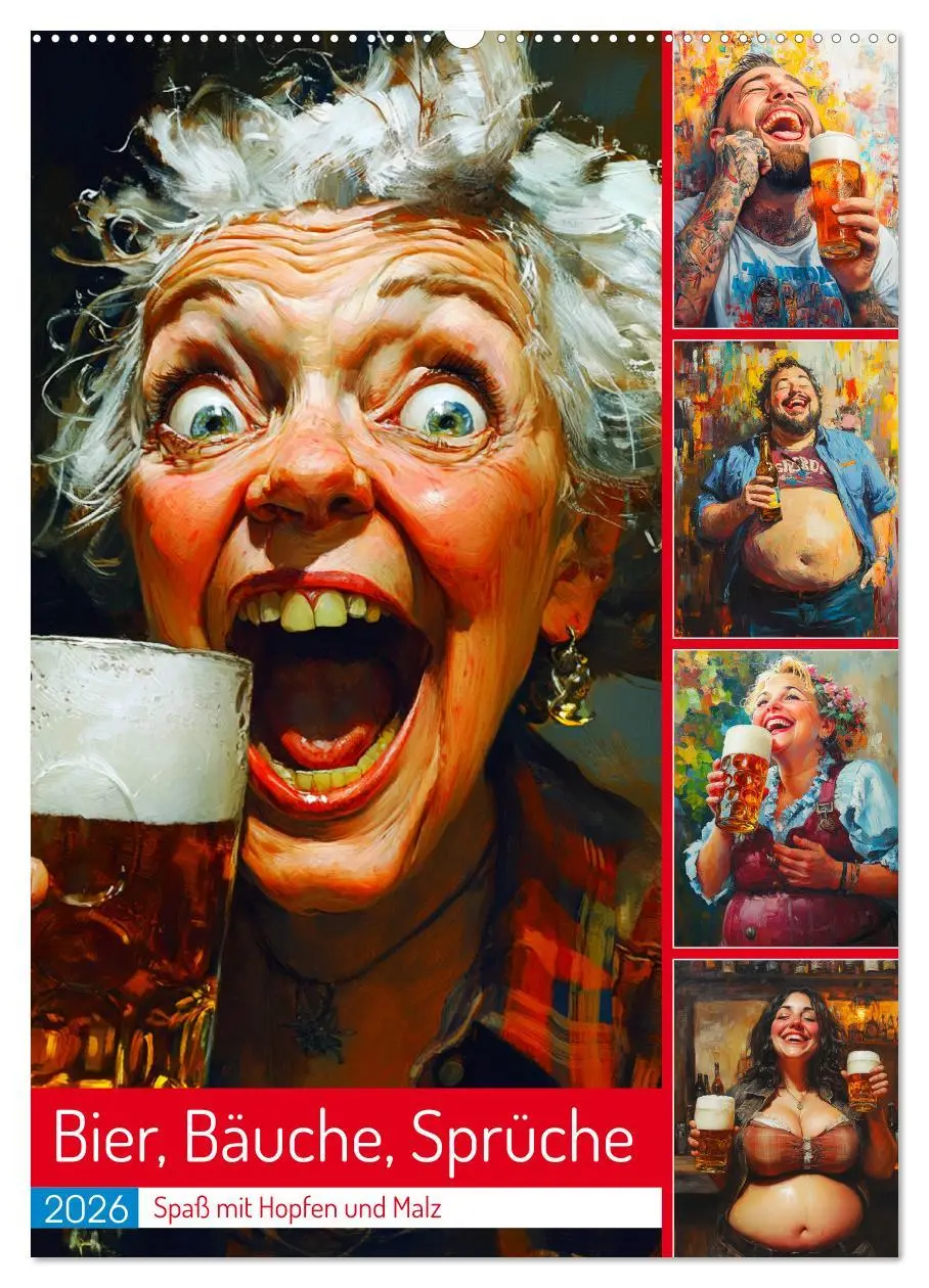 Cover: 9783516249026 | Bier, Bäuche, Sprüche. Spaß mit Hopfen und Malz (Wandkalender 2026...