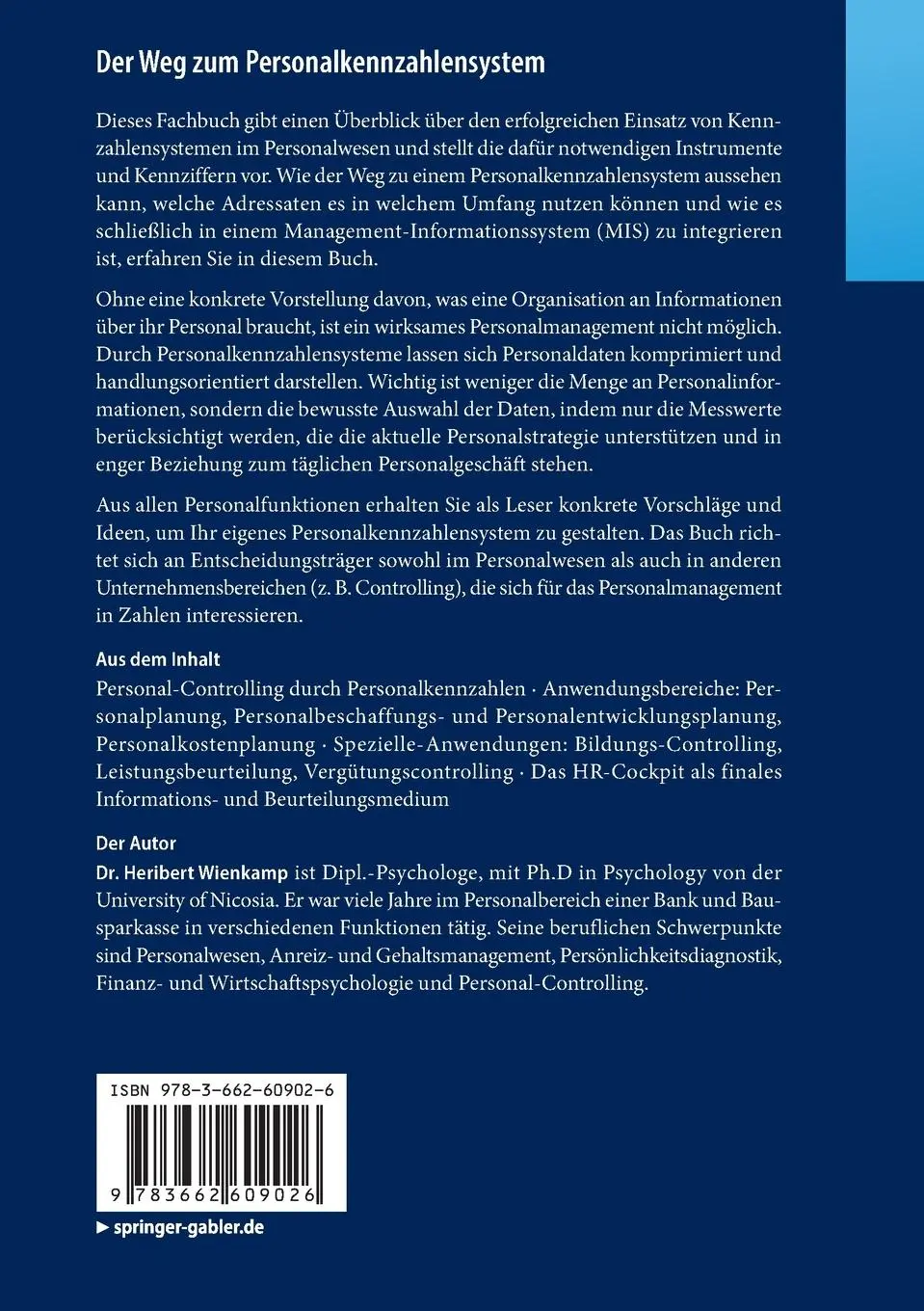 Rückseite: 9783662609026 | Der Weg zum Personalkennzahlensystem | Heribert Wienkamp | Taschenbuch