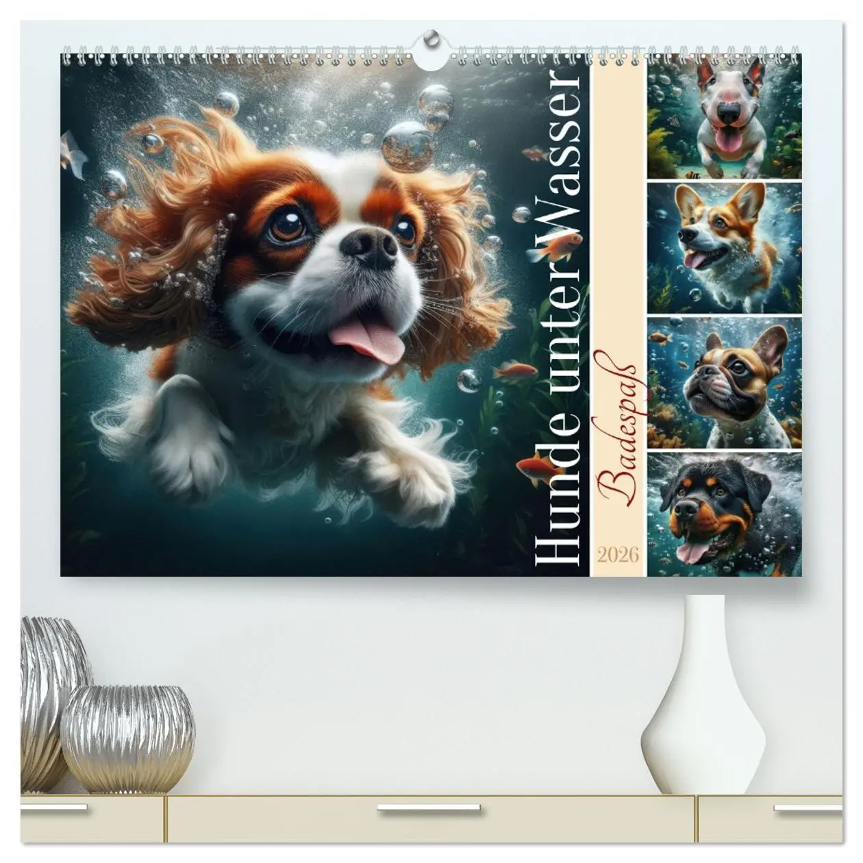Cover: 9783457389126 | Badespaß - Hunde unter Wasser (hochwertiger Premium Wandkalender...