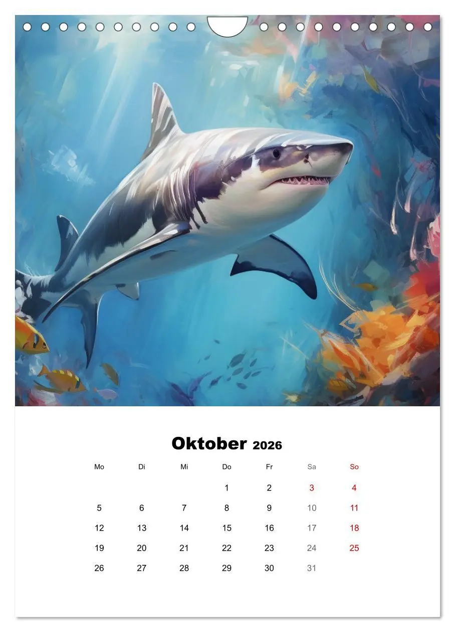 Bild: 9783516309126 | Tanz der Haie. Aquarelle von den Königen der Meere (Wandkalender...