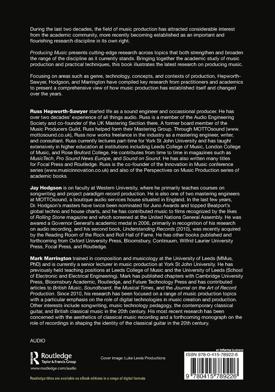 Rückseite: 9780415789226 | Producing Music | Russ Hepworth-Sawyer (u. a.) | Taschenbuch | 2019