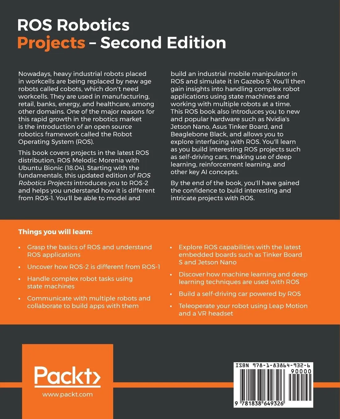 Rückseite: 9781838649326 | ROS Robotics Projects | Ramkumar Gandhinathan | Taschenbuch | Englisch