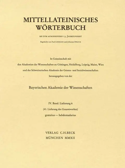 Cover: 9783406639326 | Mittellateinisches Wörterbuch 41. Lieferung (gratuitus -...