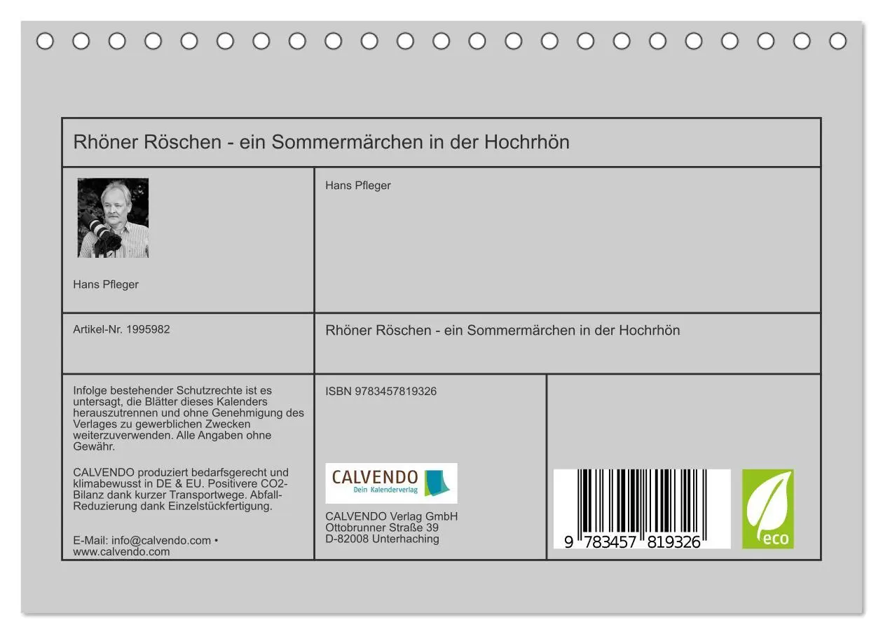 Bild: 9783457819326 | Rhöner Röschen - ein Sommermärchen in der Hochrhön (Tischkalender...