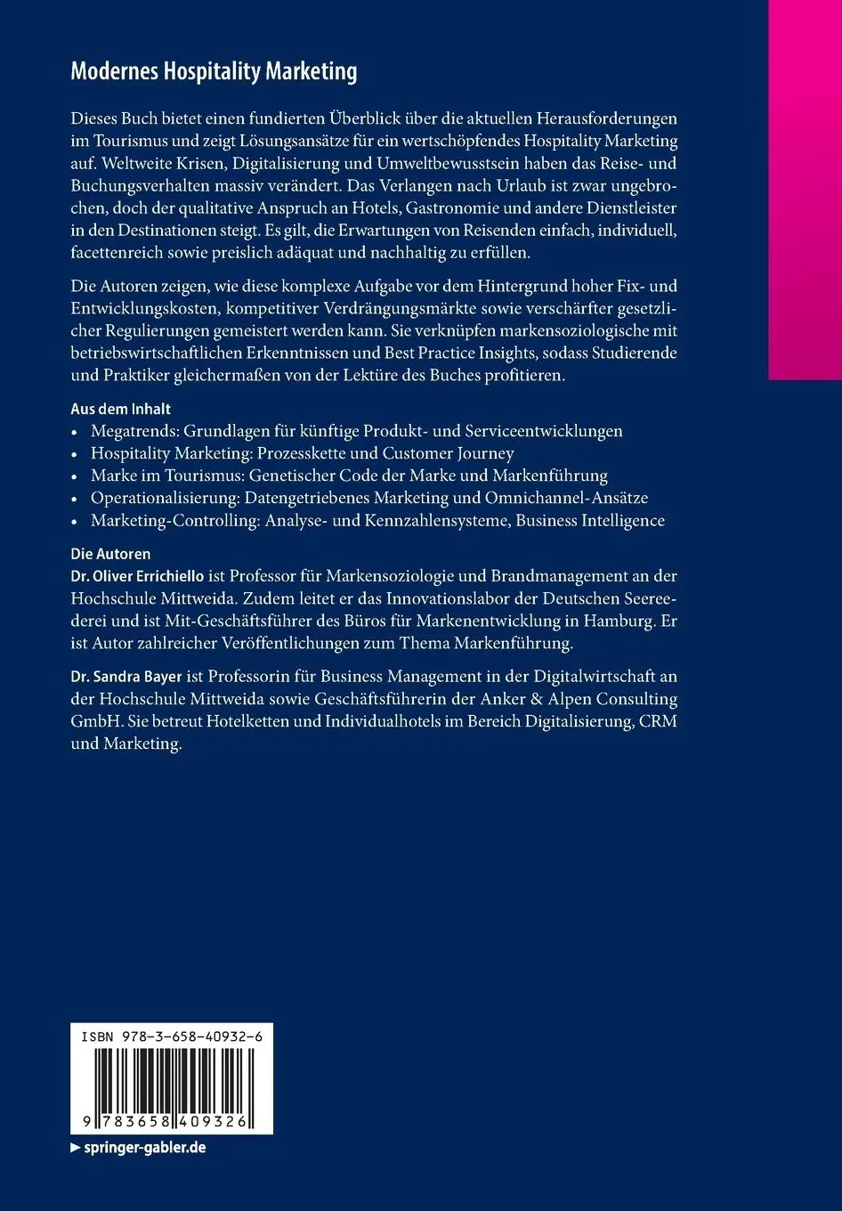 Rückseite: 9783658409326 | Modernes Hospitality Marketing | Sandra Bayer (u. a.) | Taschenbuch