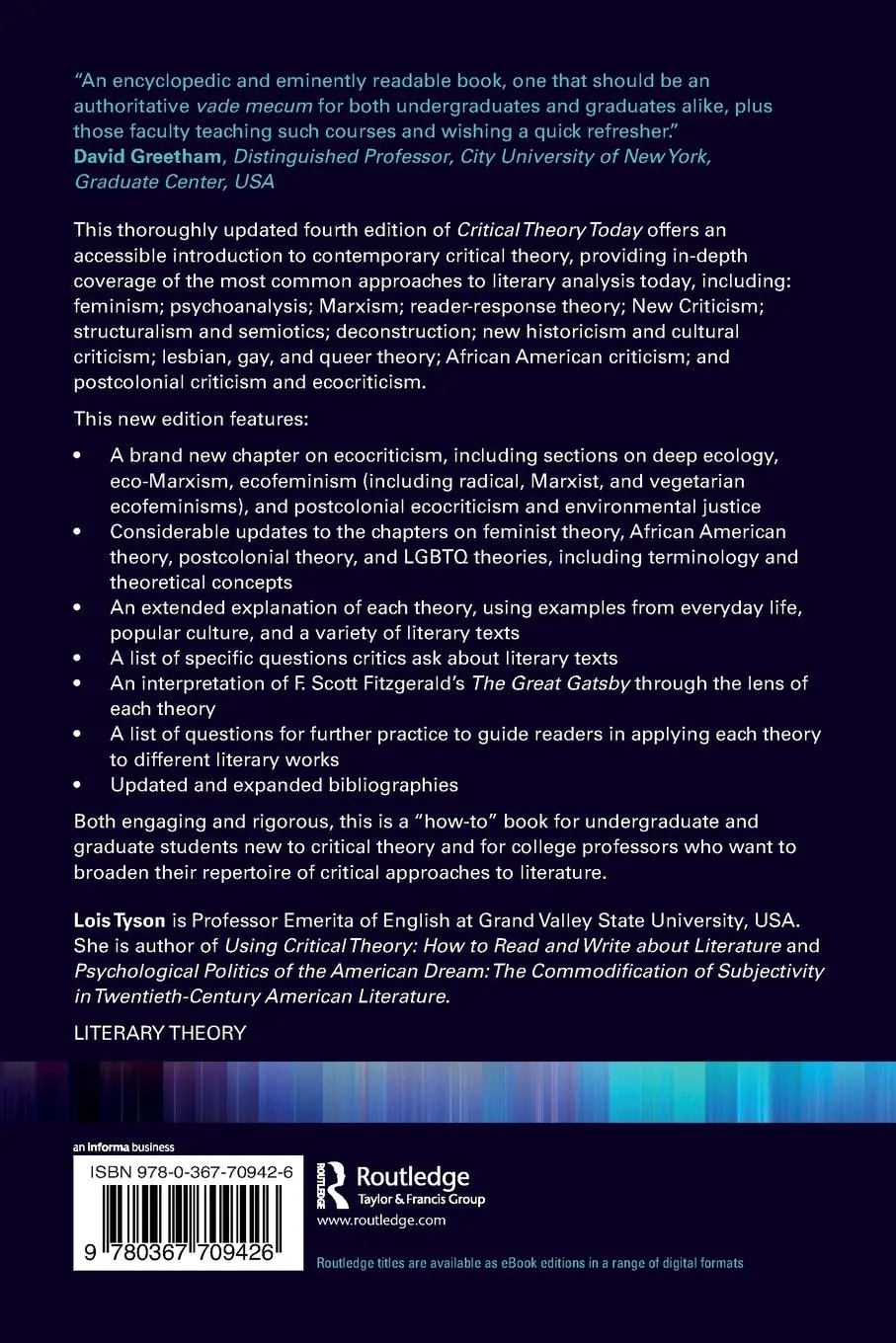 Rückseite: 9780367709426 | Critical Theory Today | A User-Friendly Guide | Lois Tyson | Buch