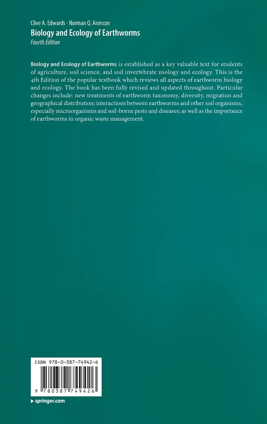 Rückseite: 9780387749426 | Biology and Ecology of Earthworms | Norman Q. Arancon (u. a.) | Buch