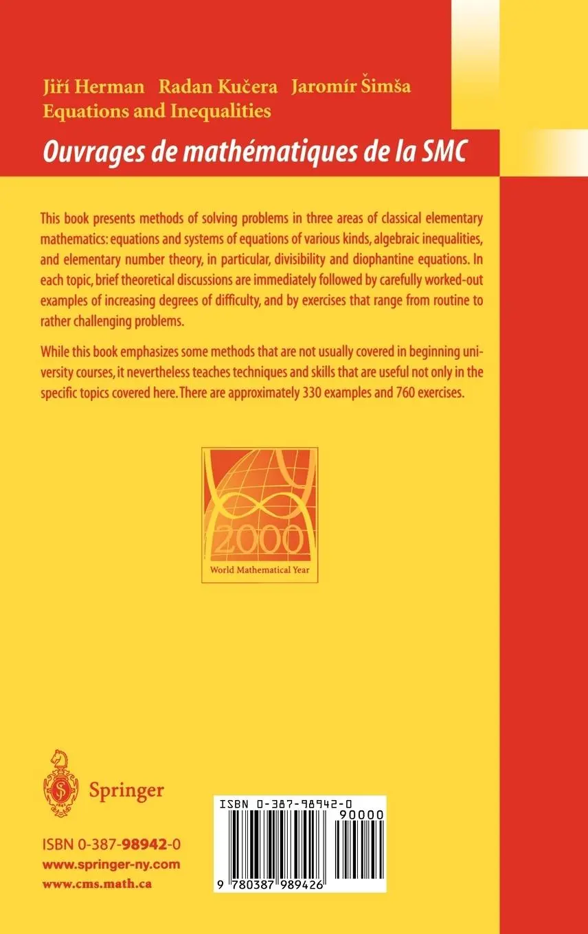 Rückseite: 9780387989426 | Equations and Inequalities | Jiri Herman (u. a.) | Buch | xi | 2000