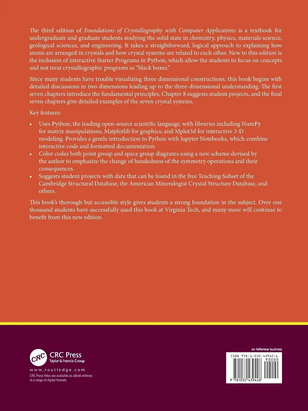Rückseite: 9781032439426 | Foundations of Crystallography with Computer Applications | Buch