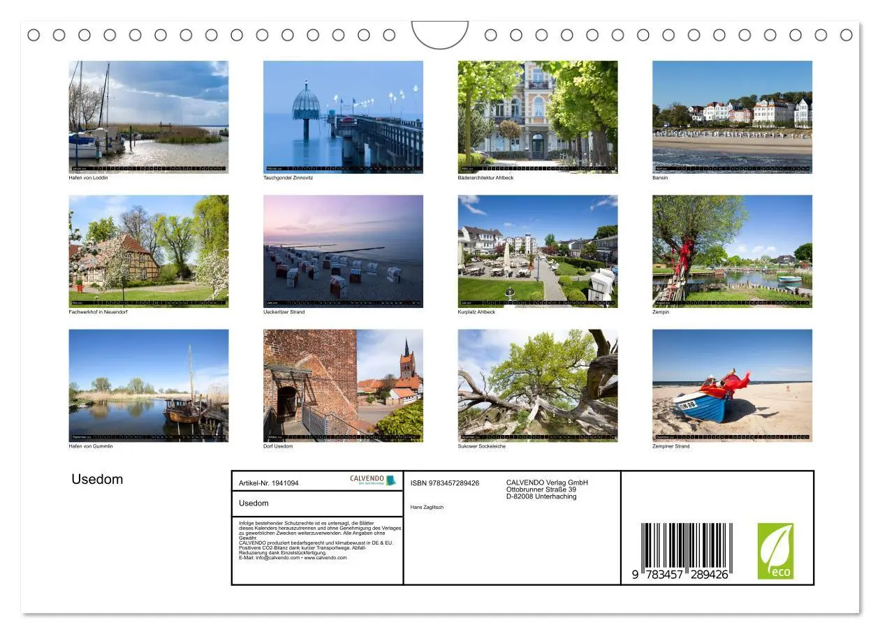 Bild: 9783457289426 | Usedom (Wandkalender 2026 DIN A4 quer), CALVENDO Monatskalender | 2026