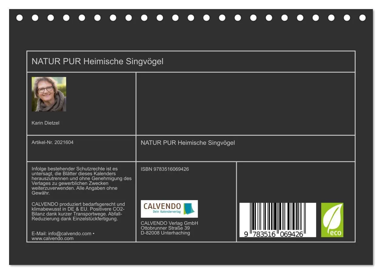 Bild: 9783516069426 | NATUR PUR Heimische Singvögel (Tischkalender 2026 DIN A5 quer),...