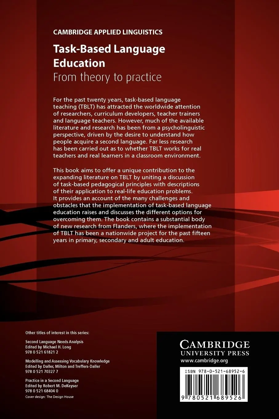 Rückseite: 9780521689526 | Task-Based Language Education | From Theory to Practice | Branden