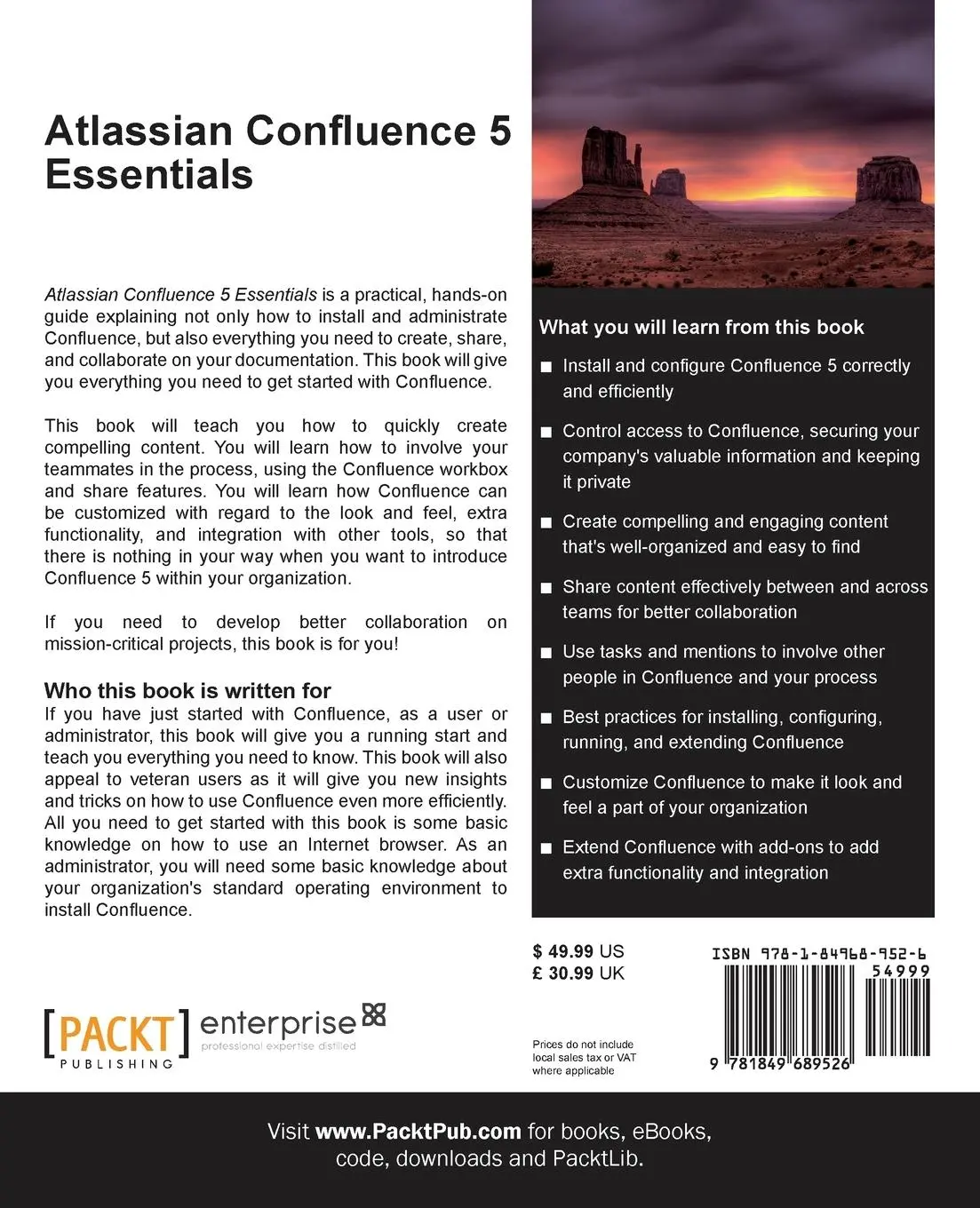 Rückseite: 9781849689526 | Atlassian Confluence 5 Essentials | Stefan Kohler | Taschenbuch | 2013