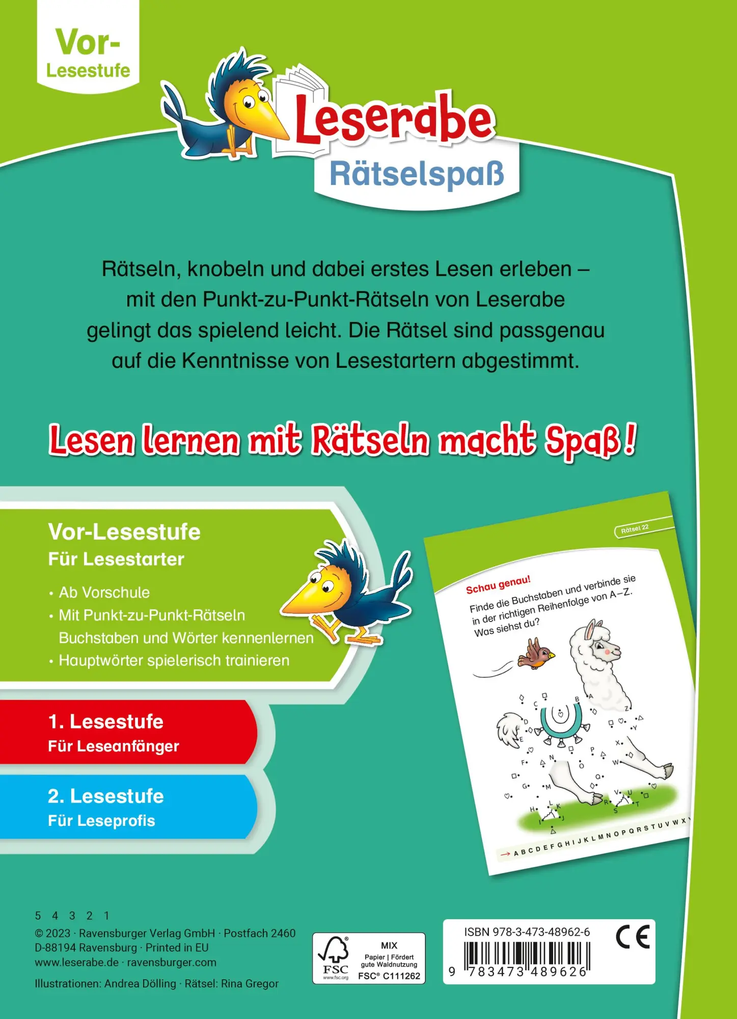 Rückseite: 9783473489626 | Leserabe - Rätselspaß - Punkt-zu-Punkt-Rätsel für Lesestarter...