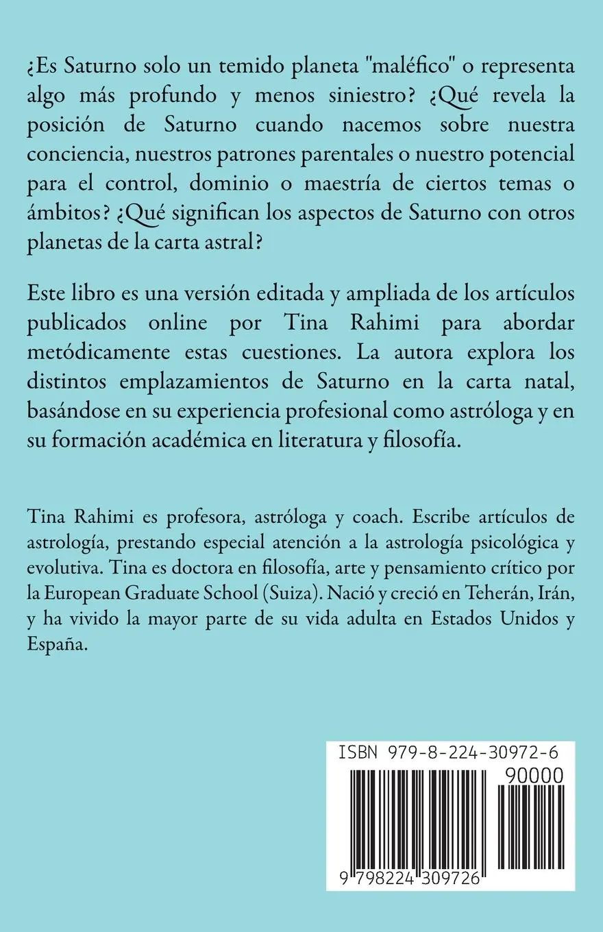 Rückseite: 9798224309726 | Saturno en la Astrología Psicológica y Evolutiva | Tina Rahimi (u. a.)