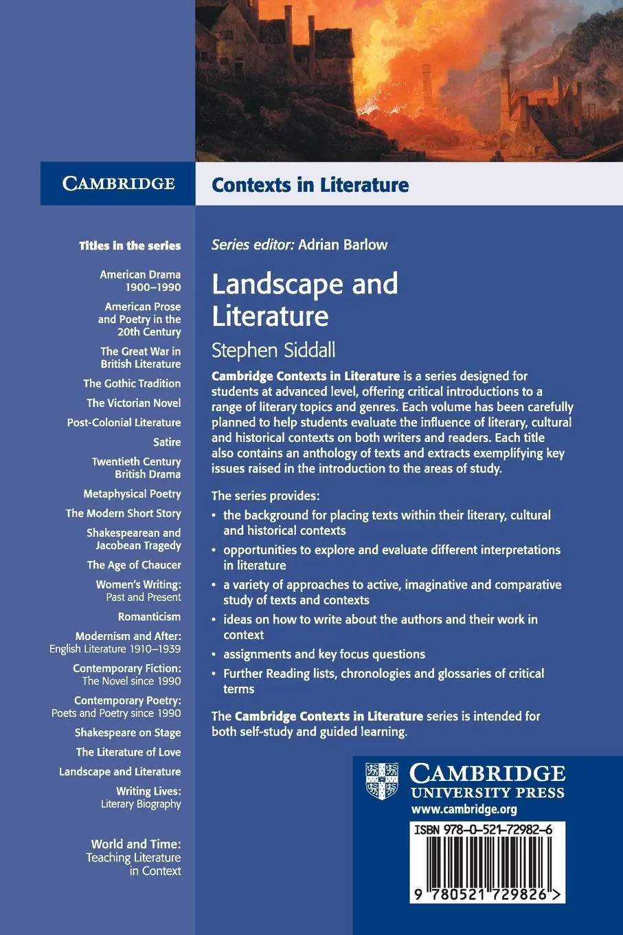 Rückseite: 9780521729826 | Landscape and Literature | Stephen Siddall | Taschenbuch | Englisch