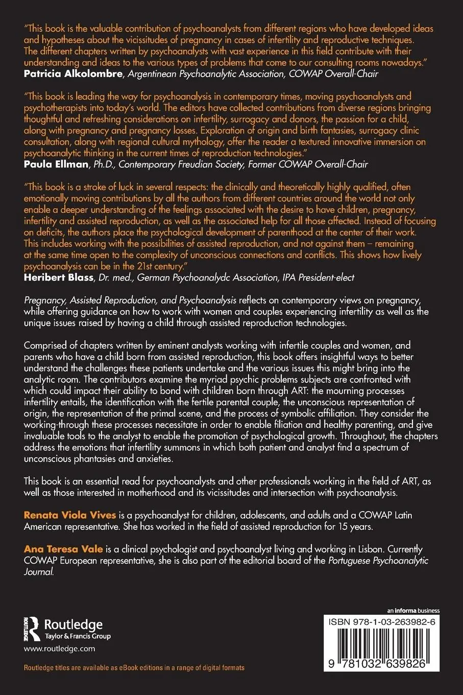 Rückseite: 9781032639826 | Pregnancy, Assisted Reproduction, and Psychoanalysis | Vale (u. a.)