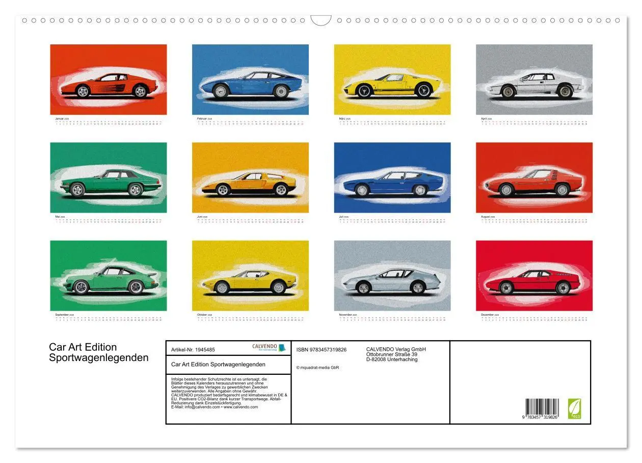 Bild: 9783457319826 | Car Art Edition Sportwagenlegenden (Wandkalender 2026 DIN A2 quer),...