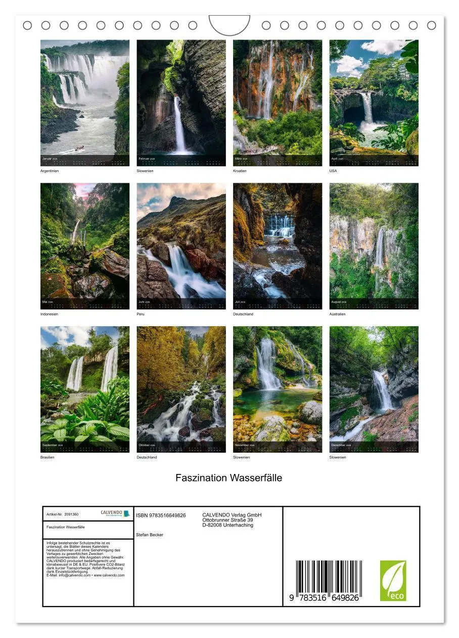 Bild: 9783516649826 | Faszination Wasserfälle (Wandkalender 2026 DIN A4 hoch), CALVENDO...
