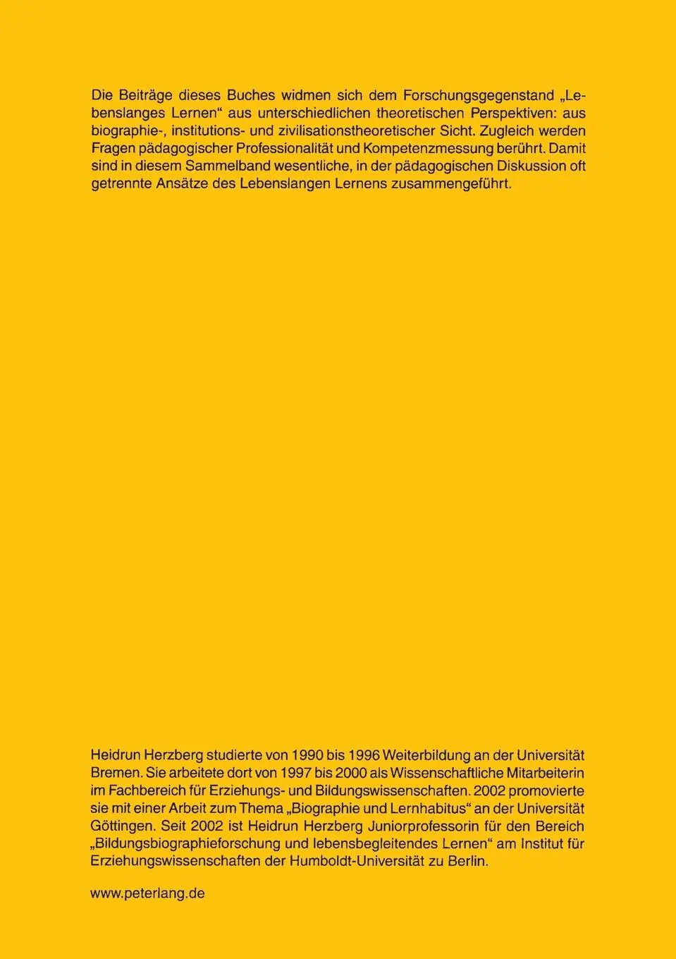 Rückseite: 9783631559826 | Lebenslanges Lernen | Heidrun Herzberg | Taschenbuch | Paperback
