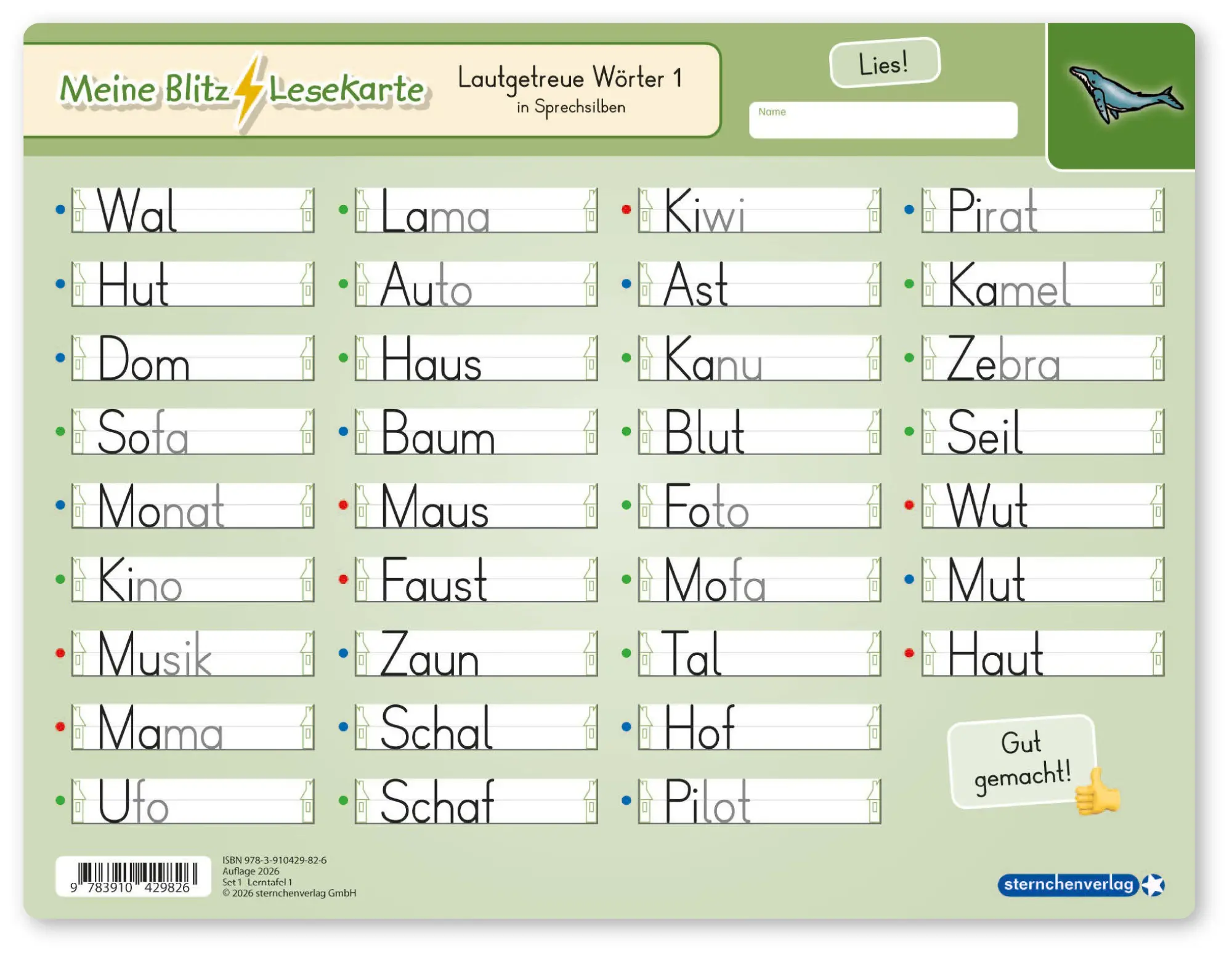 Bild: 9783910429826 | Meine Blitzlesekarten Set 1 zur Leseförderung (4 Lerntafeln mit Stift)