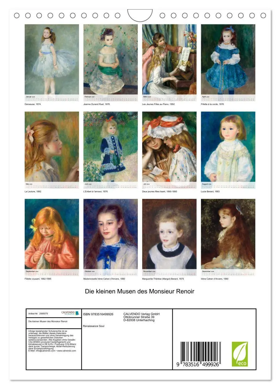 Bild: 9783516499926 | Die kleinen Musen des Monsieur Renoir (Wandkalender 2026 DIN A4...