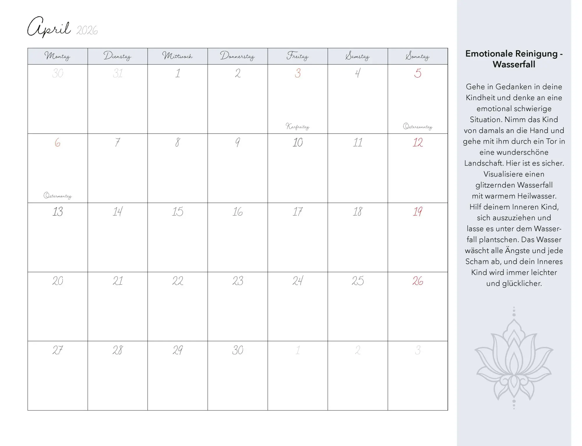 Bild: 9783966649926 | Meditation für Dein inneres Kind Kalender 2026 | Susanne Hühn | 14 S.