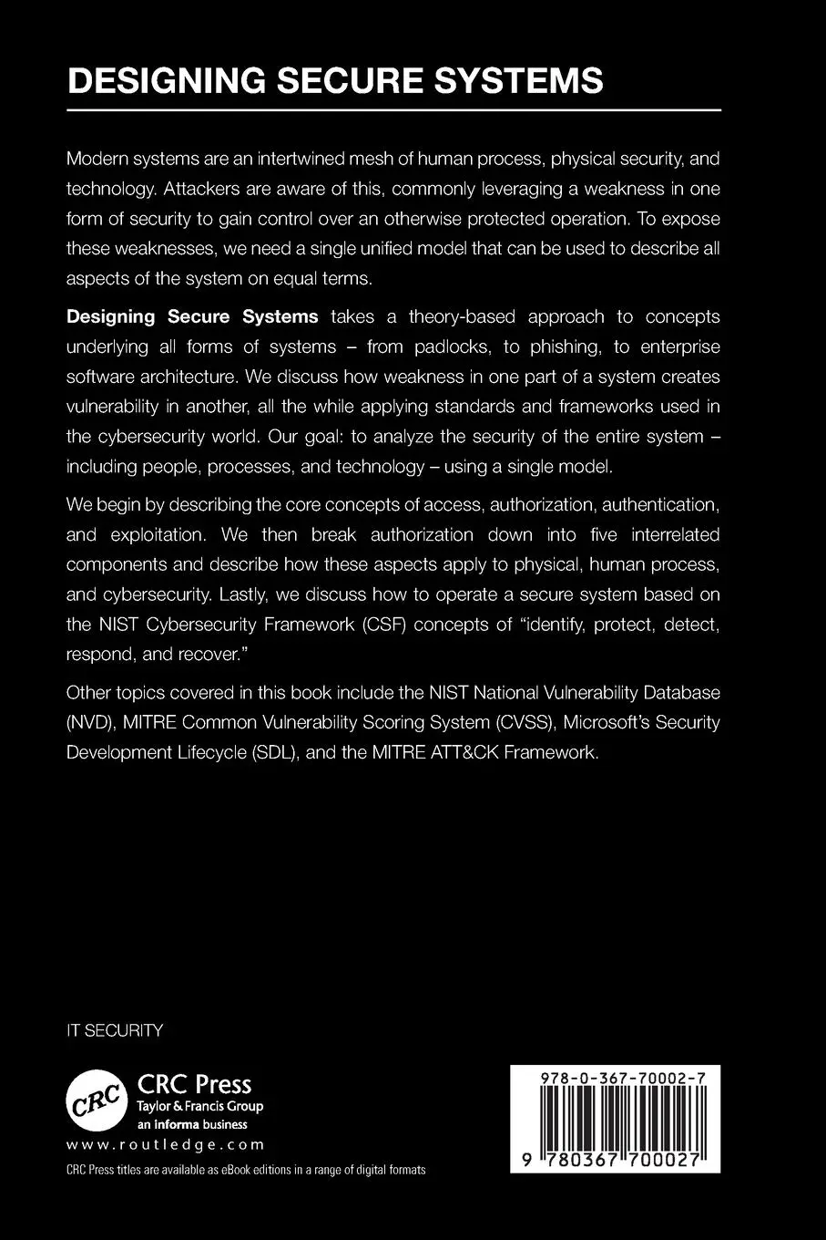 Rückseite: 9780367700027 | Designing Secure Systems | Michael Melone | Taschenbuch | Englisch