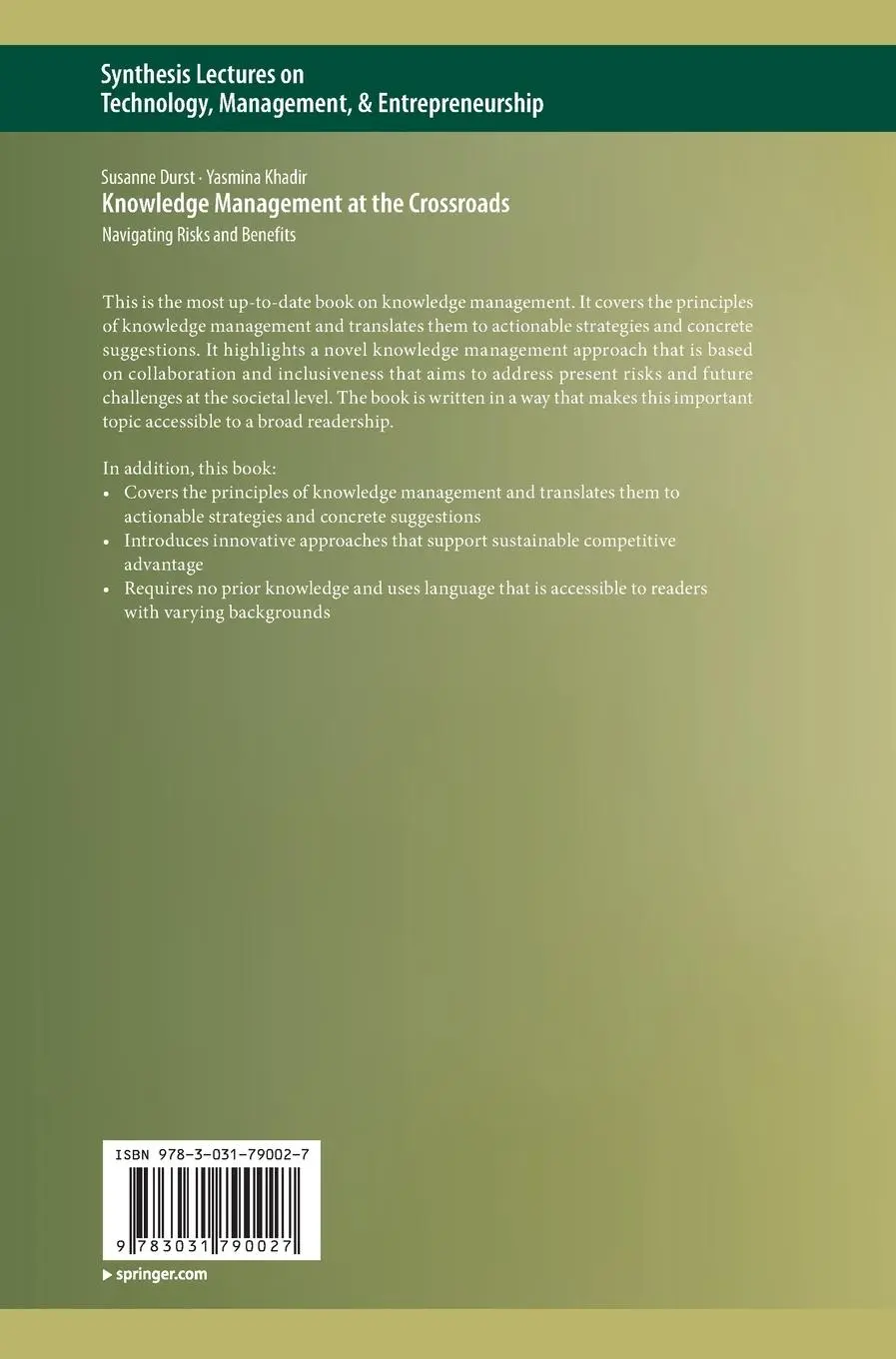 Rückseite: 9783031790027 | Knowledge Management at the Crossroads | Navigating Risks and Benefits