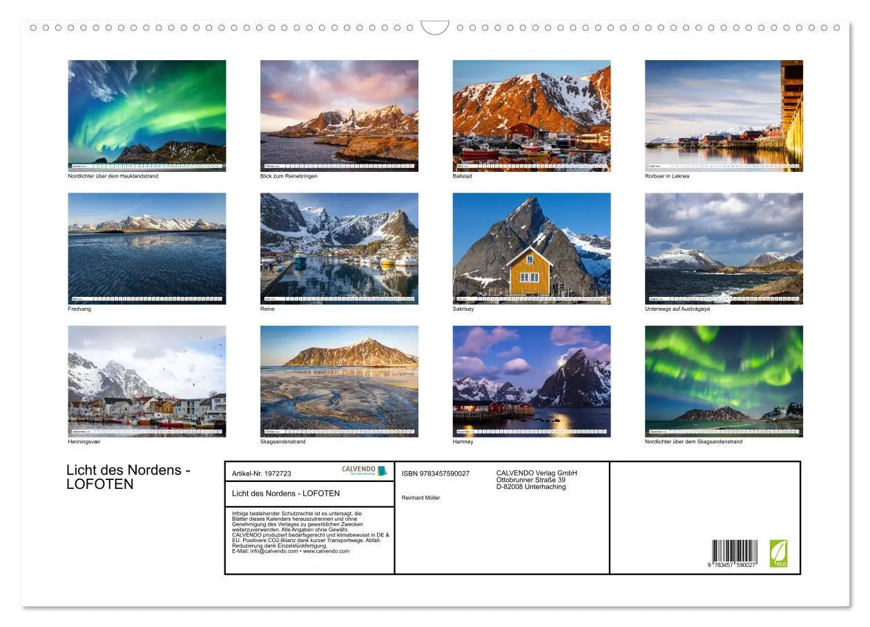 Bild: 9783457590027 | Licht des Nordens - LOFOTEN (Wandkalender 2026 DIN A2 quer),...