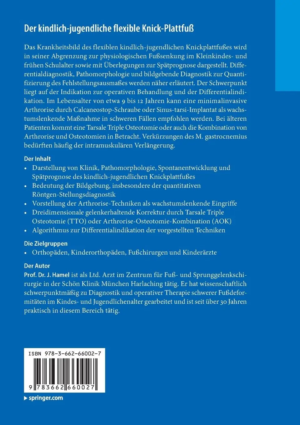 Rückseite: 9783662660027 | Der kindlich-jugendliche flexible Knick-Plattfuß | Johannes Hamel
