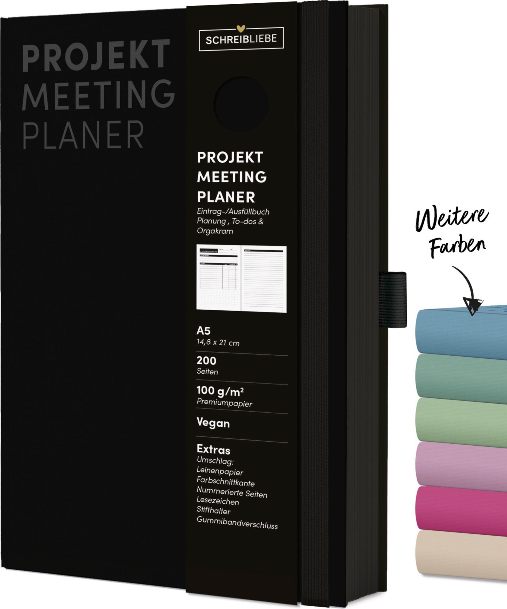 Cover: 9783731890027 | Projekt-Meeting Planer Black | Verlag Korsch | Buch | 200 S. | Deutsch