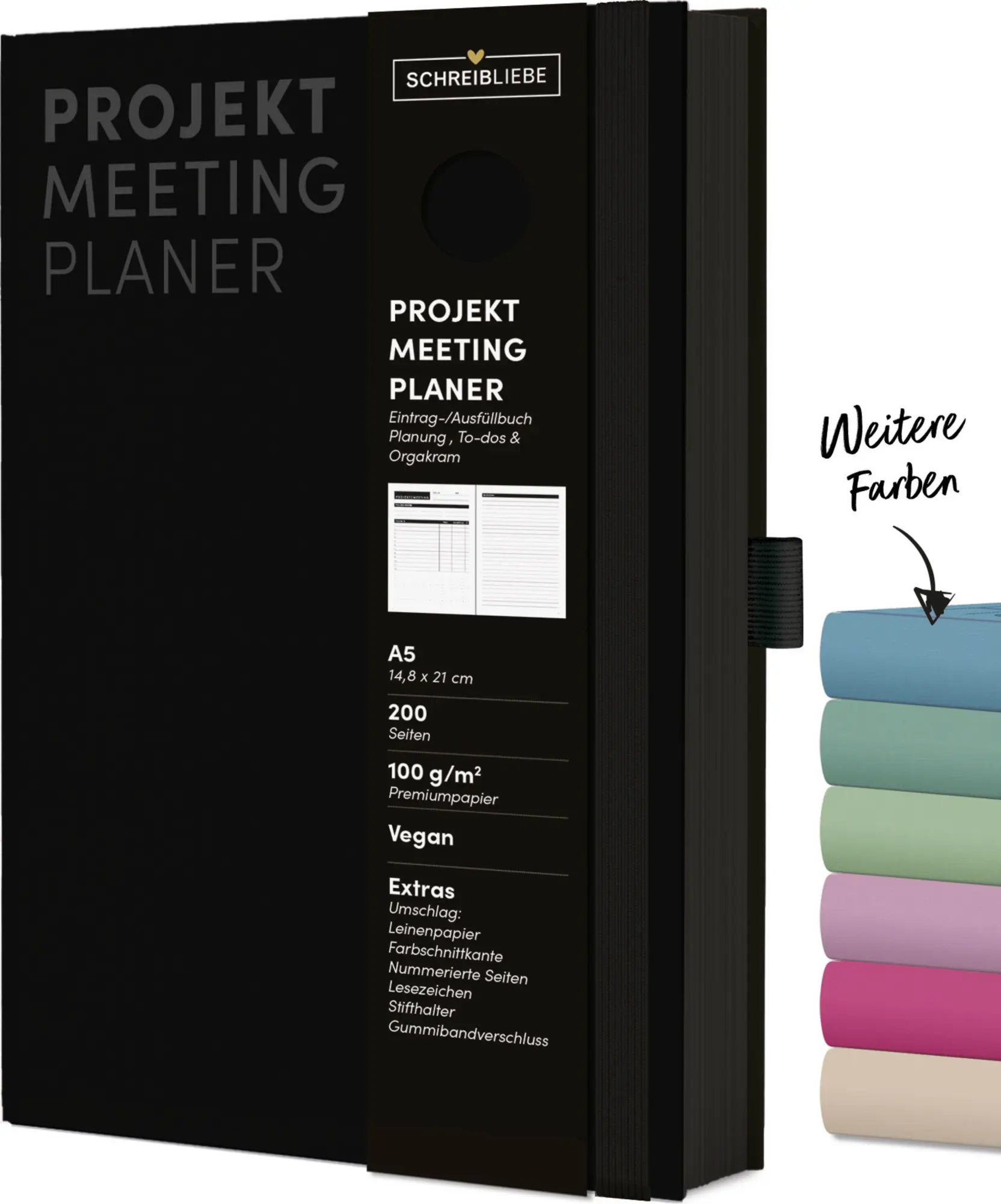 Cover: 9783731890027 | Projekt-Meeting Planer Black | Verlag Korsch | Buch | 200 S. | Deutsch