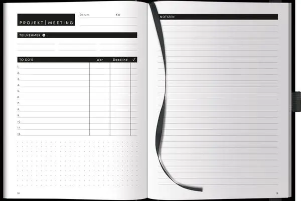 Bild: 9783731890027 | Projekt-Meeting Planer Black | Verlag Korsch | Buch | 200 S. | Deutsch