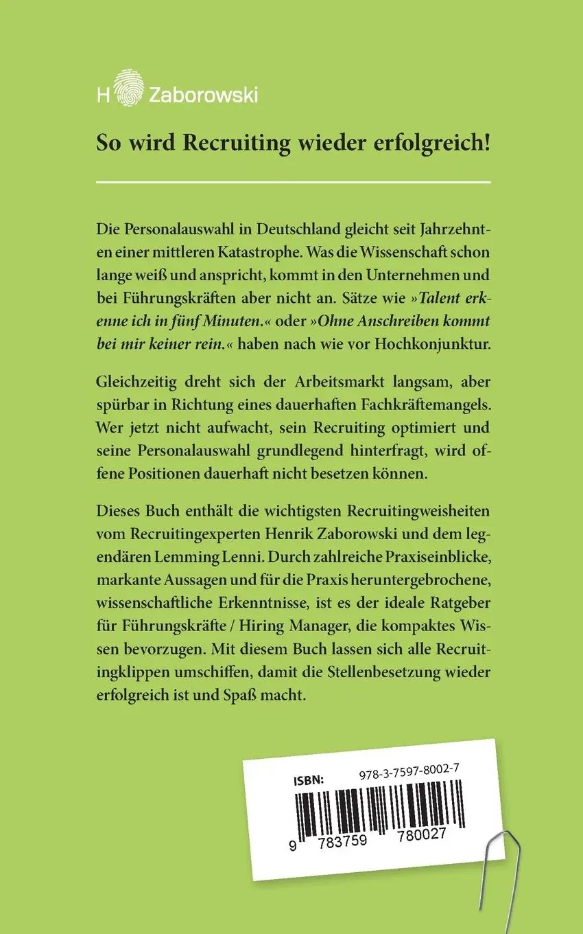 Rückseite: 9783759780027 | »Nehmt ein Boot!« | Das kleine Buch der großen Recruitingweisheiten