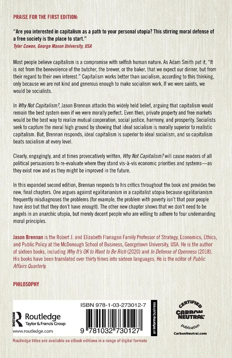 Rückseite: 9781032730127 | Why Not Capitalism? | Jason Brennan | Taschenbuch | Englisch | 2024
