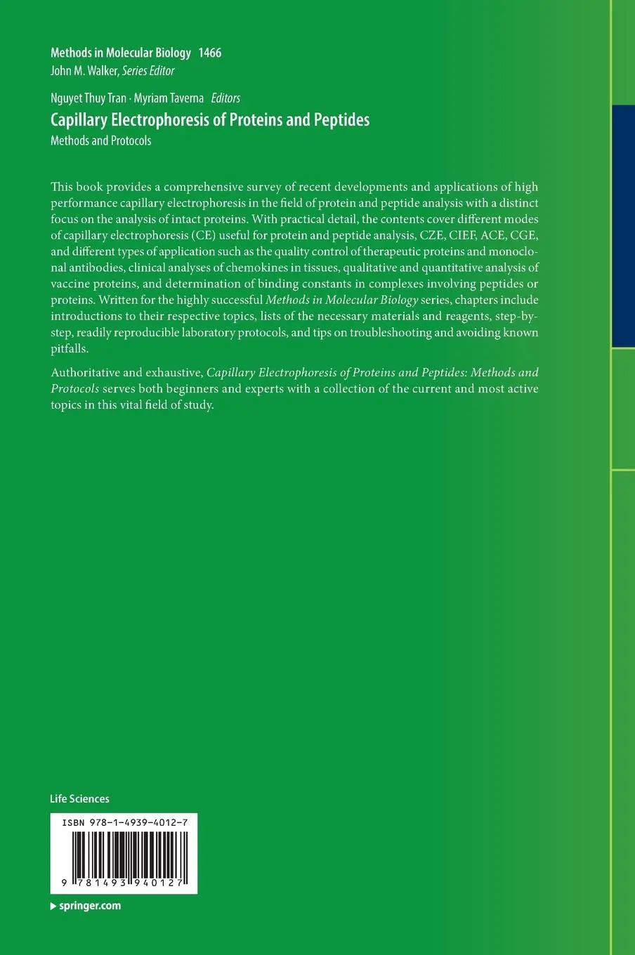 Rückseite: 9781493940127 | Capillary Electrophoresis of Proteins and Peptides | Taverna (u. a.)