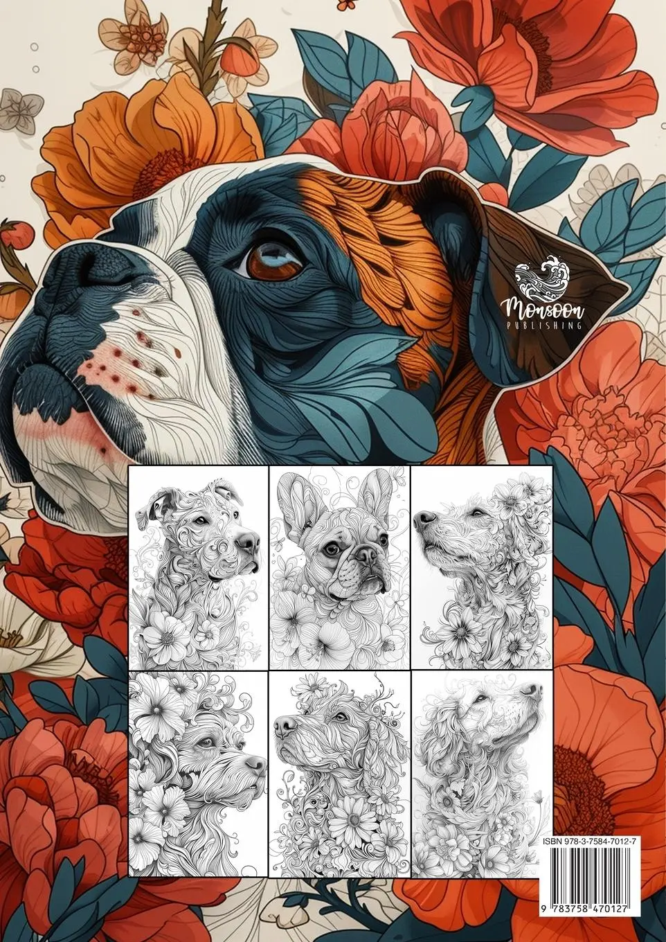 Rückseite: 9783758470127 | Line Art Dog Portraits Coloring Book for Adults | Monsoon Publishing