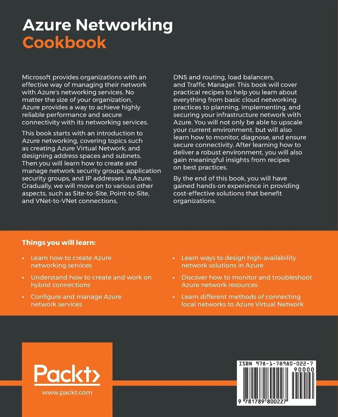 Rückseite: 9781789800227 | Azure Networking Cookbook | Mustafa Toroman | Taschenbuch | Englisch