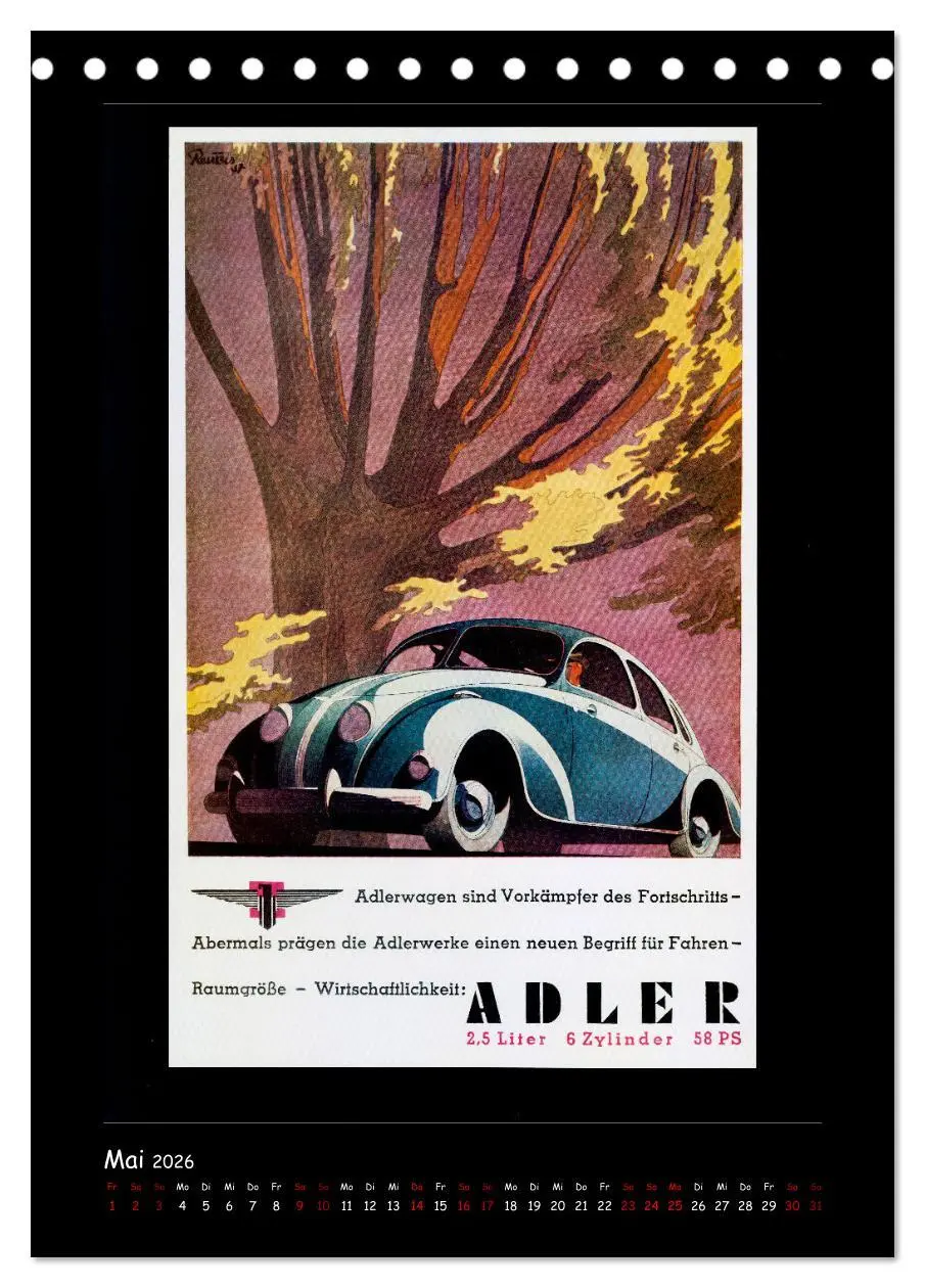 Bild: 9783516350227 | Historische Automobilplakate (Tischkalender 2026 DIN A5 hoch),...