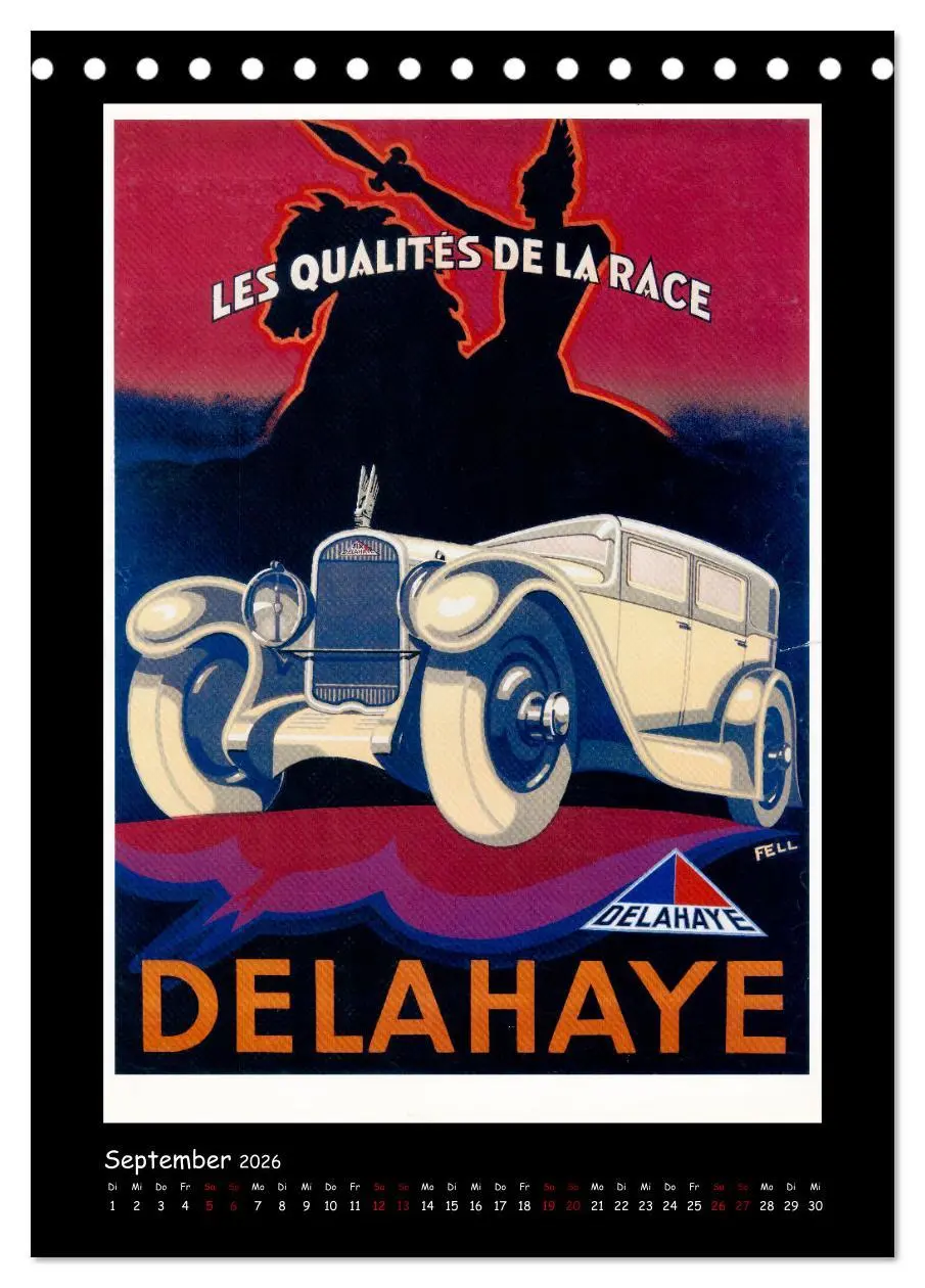 Bild: 9783516350227 | Historische Automobilplakate (Tischkalender 2026 DIN A5 hoch),...