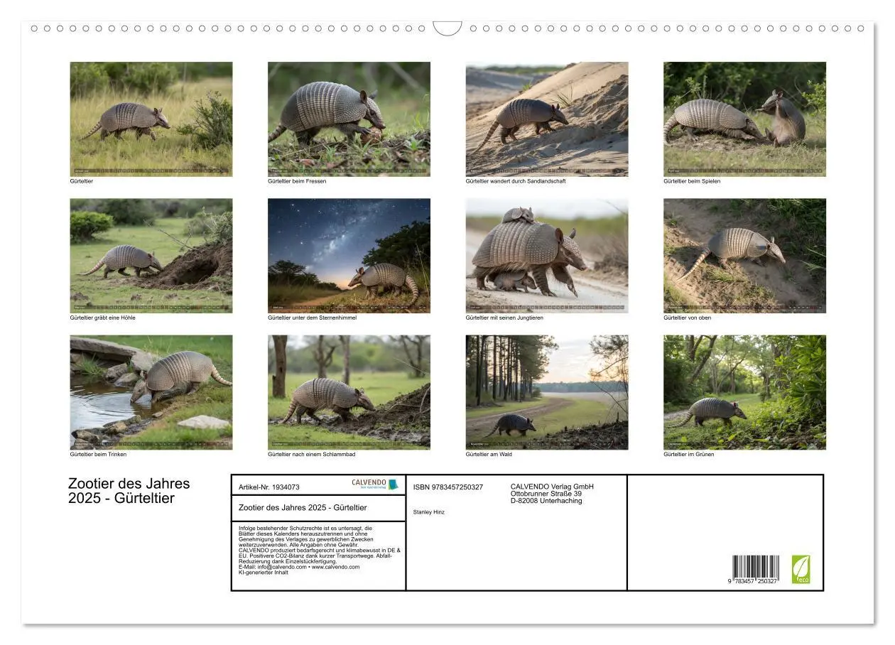 Bild: 9783457250327 | Zootier des Jahres 2025 - Gürteltier (Wandkalender 2026 DIN A2...