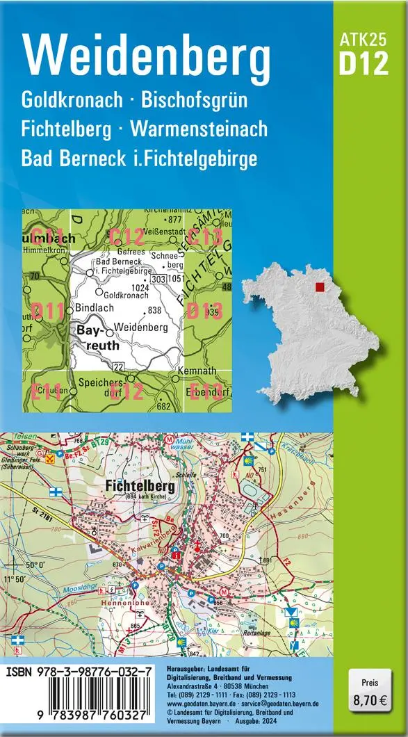 Rückseite: 9783987760327 | ATK25-D12 Weidenberg (Amtliche Topographische Karte 1:25000) | Deutsch